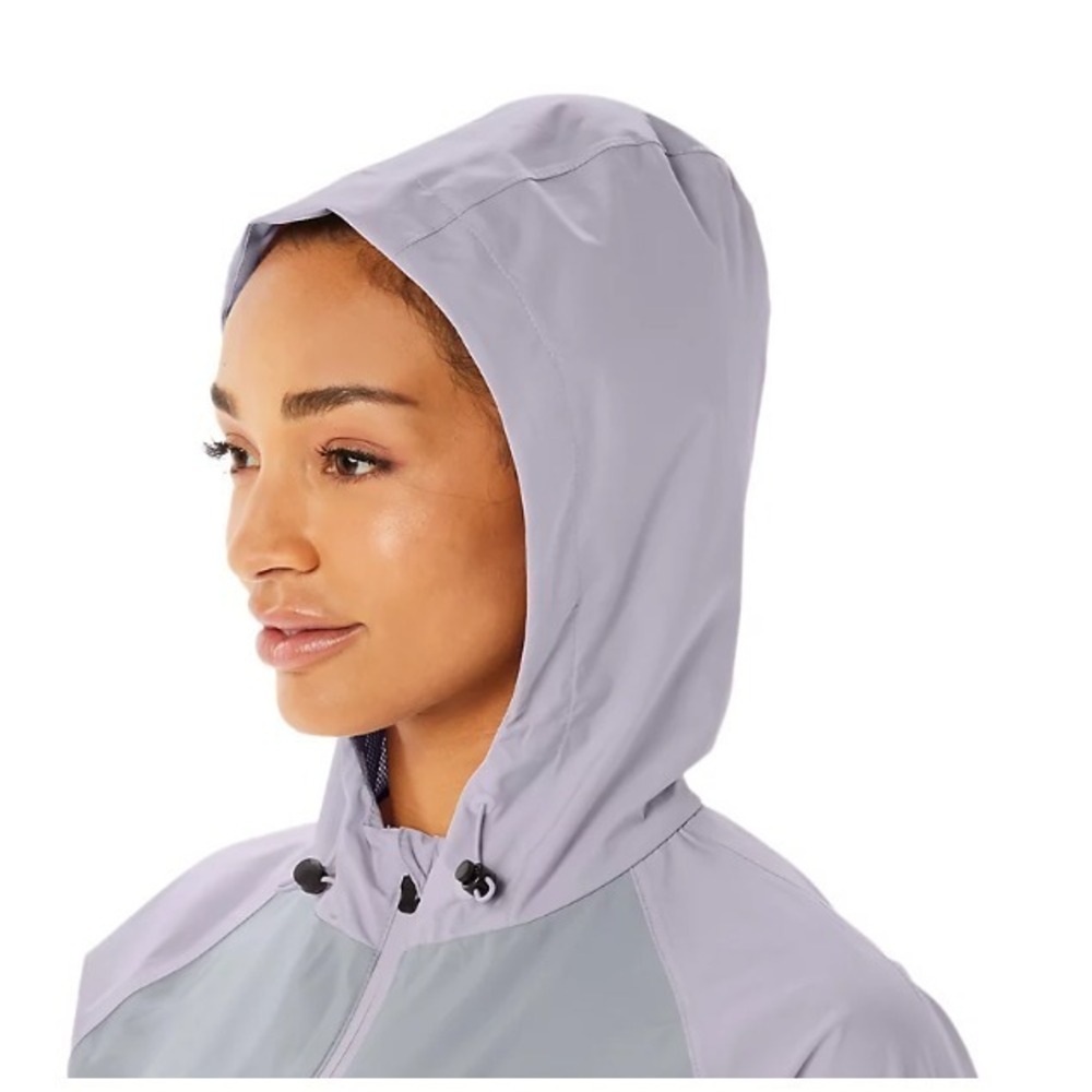 ASICS® (Women's LARGE) Waterproof Jacket in Piedmont Grey/Dusk Violet - $110 - Picture 6 of 10
